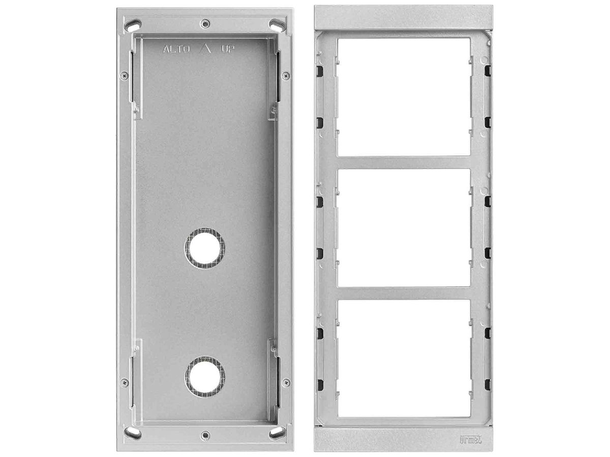AP-Gehäuse Urmet Alpha, 3×Modul, 125×306mm, mit Rahmenmodulhalter