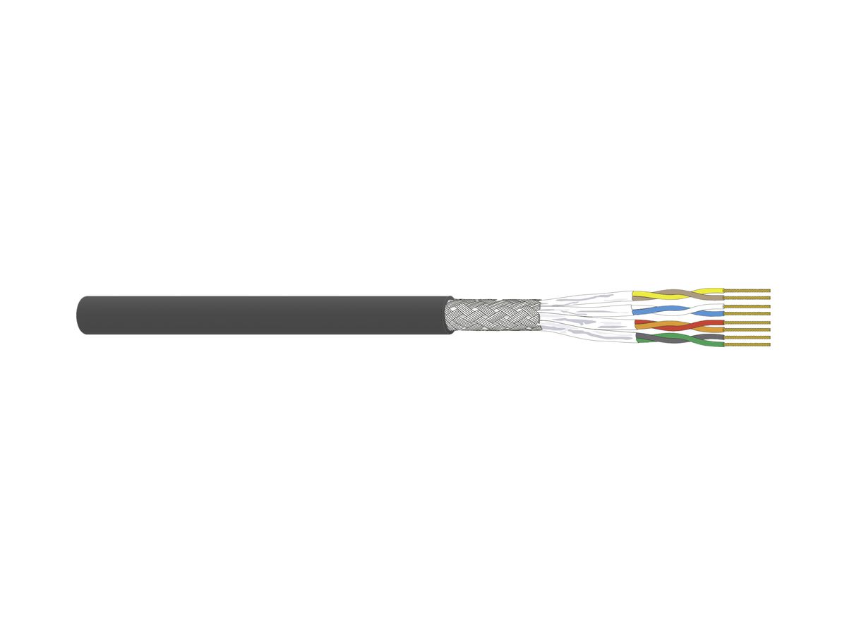 Datenkabel Dätwyler CU 7702 4P flex S/FTP, Kat.7 LSZH Dca 1000m schwarz