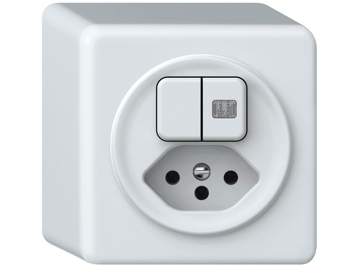 AP-Kombination origin 2×Tasten bel.2CO+T13 1P 0<1 10A 230V 88×88×54mm weiss