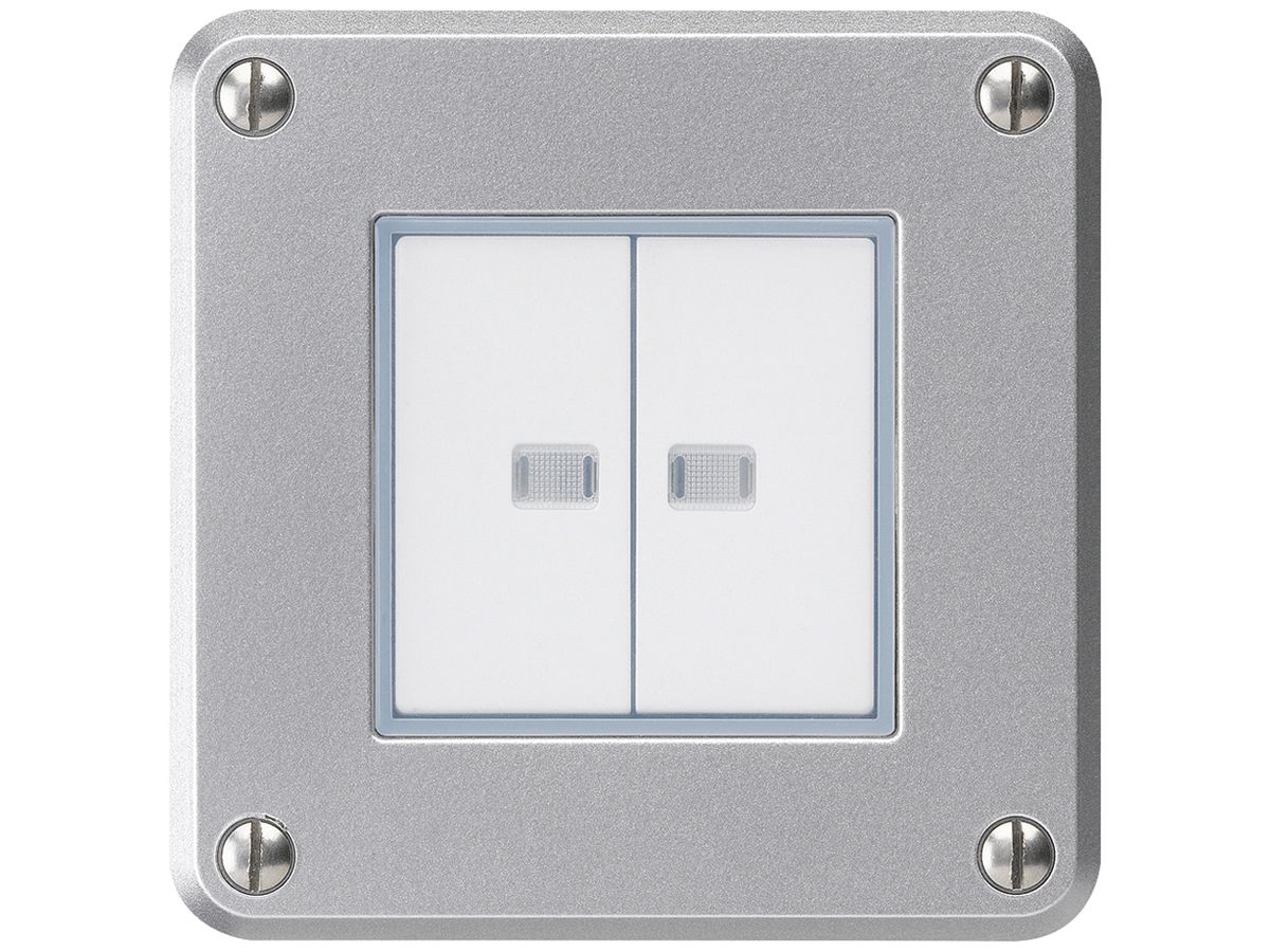 UP-Druckschalter robusto IP55 Schema 3/Drucktaster 2×beleuchtet aluminium