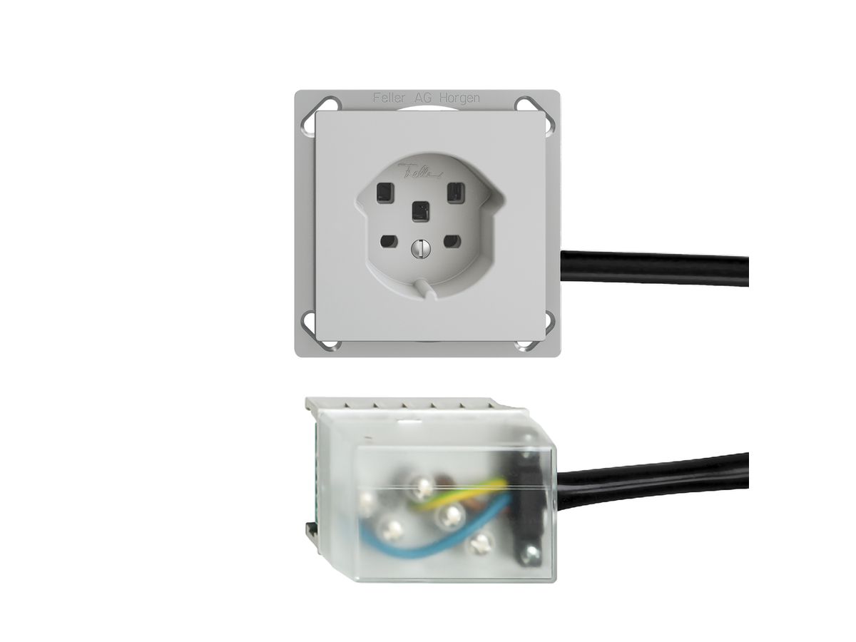 EB-Steckdose EDIZIOdue T25 16A hellgrau für Flachkabel Ecobus power