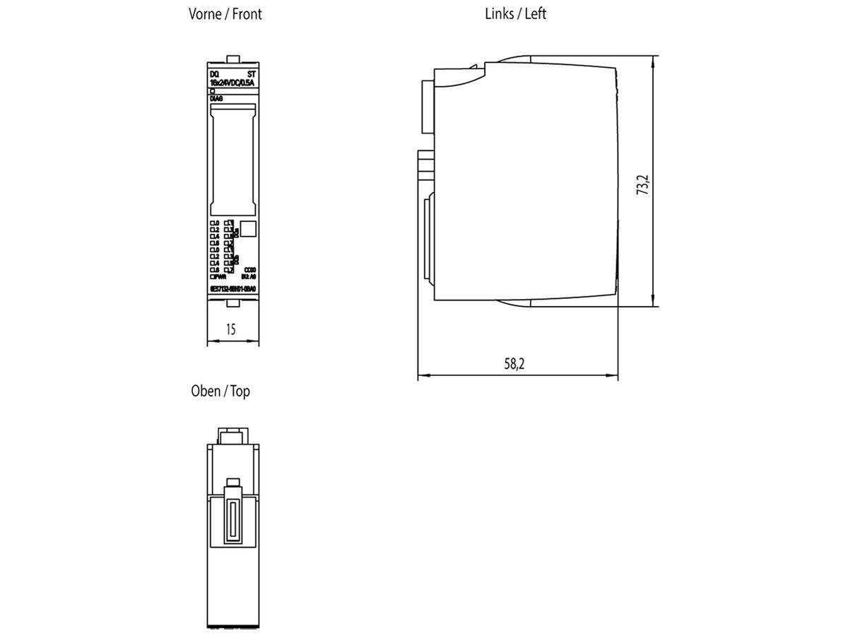 SPS-Ausgabemodul Siemens SIMATIC ET200SP DQ 16×24VDC/0.5A ST A0 CC00, 10 Stk