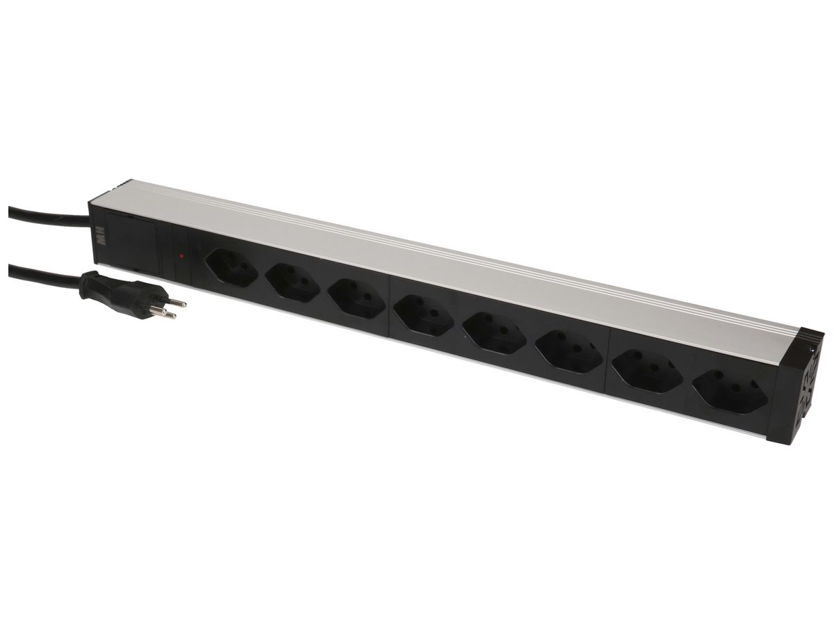 Steckdosenleiste PDU 19" MH maxCONNECT 8×T13 1HE 3×1.5mm² 3m alu/schwarz