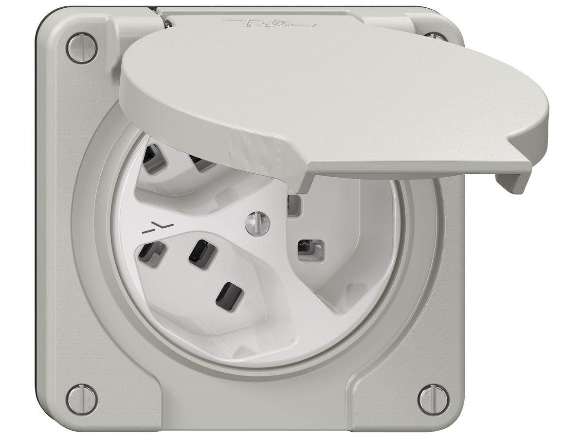 Steckdose NEVO SNAPFIX® 3×T23 1×S 16A 250V 87×87×40mm IP21 lgu