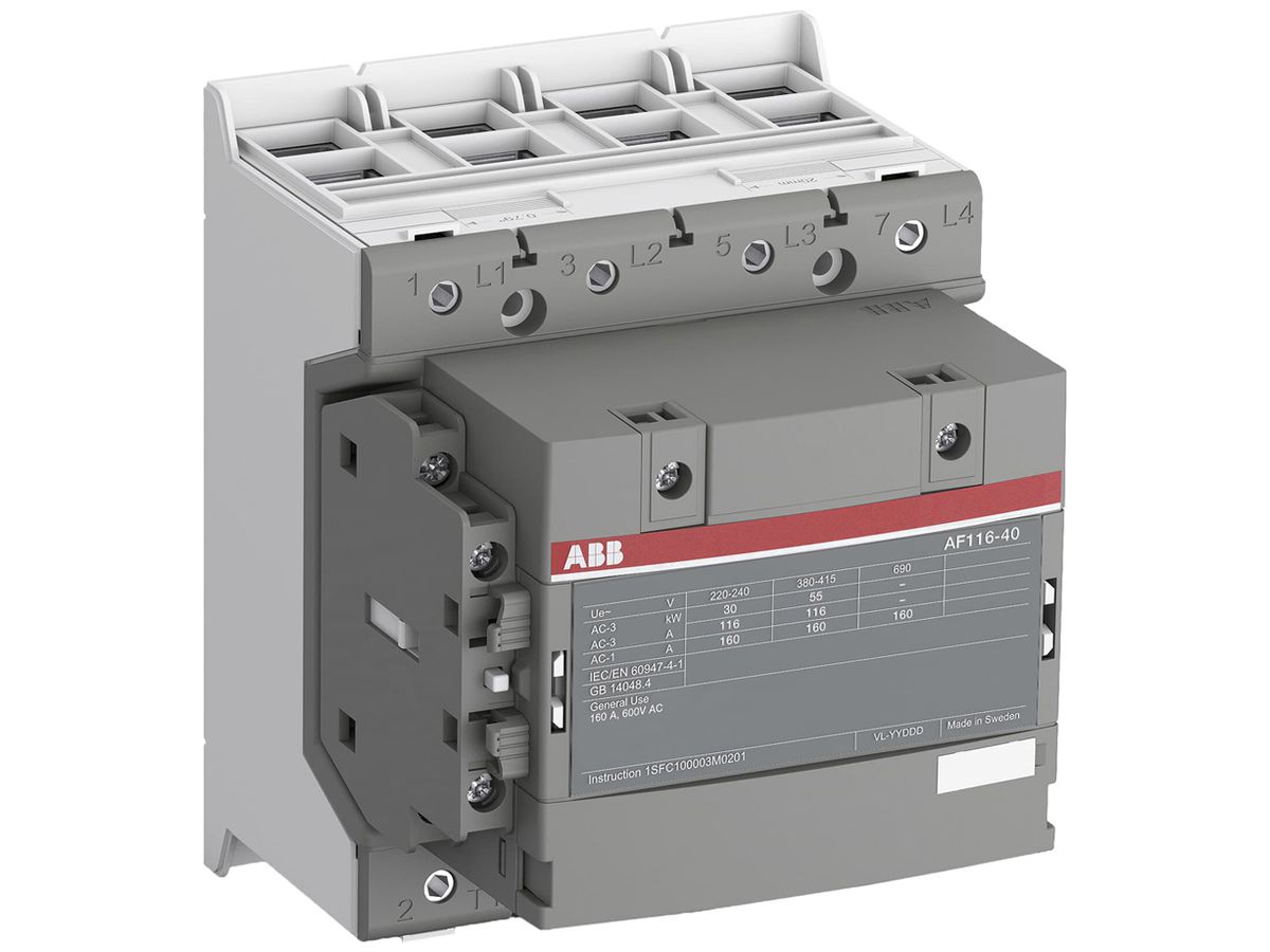 Schütz ABB AF116-40-22-11 4P 160A/116A (AC-1/AC-3) +2S/2Ö 24…60VUC Schraub