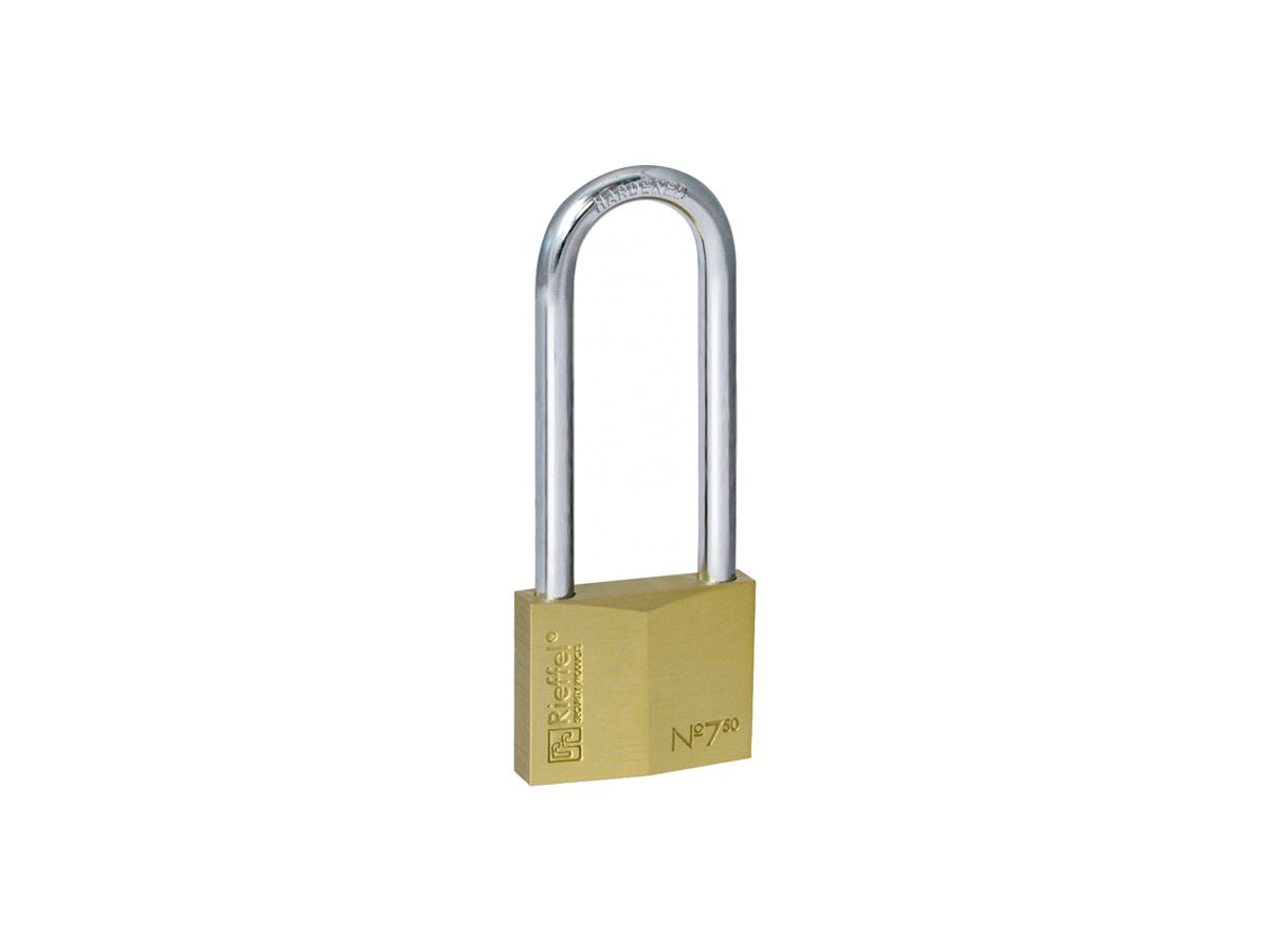 Vorhängeschloss Rieffel 7/50 Stahl 49.5×16mm Bügelhöhe 76mm messing
