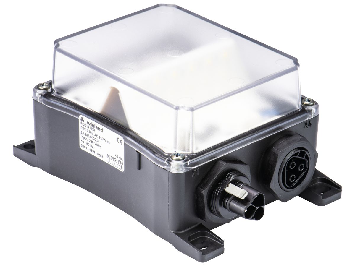 LED-Leuchte Wieland RST 230VAC 2x3W 1U, 500lm 5000K IN:1×RST20i3 OUT:1×RST20i3