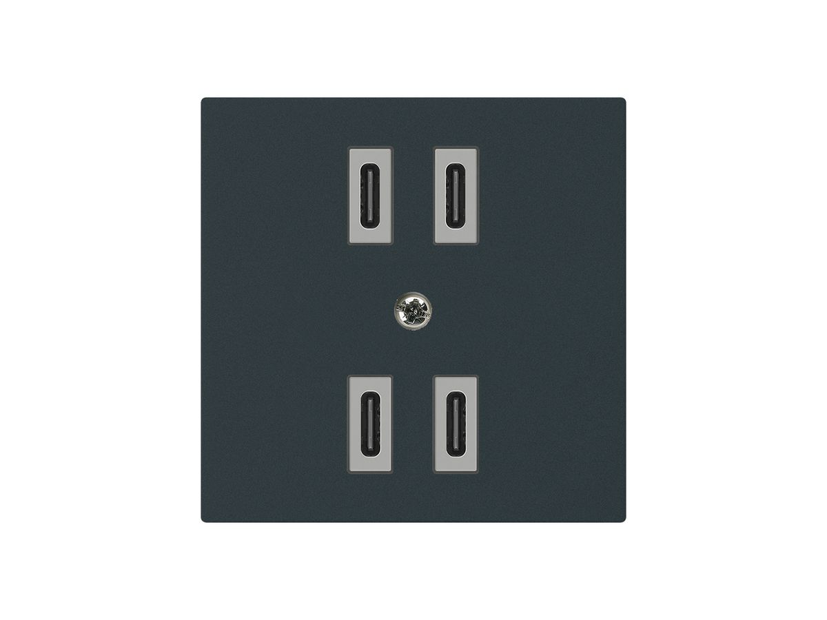 USB-Ladesteckdose Hager kallysto 2×C-C 2×20W oder 4×10W 5V 60×60mm schwarz