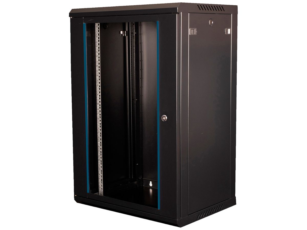 Wandgehäuse 19" VALUE 600×912×450mm 18HE 1×Tür Stahl schwarz