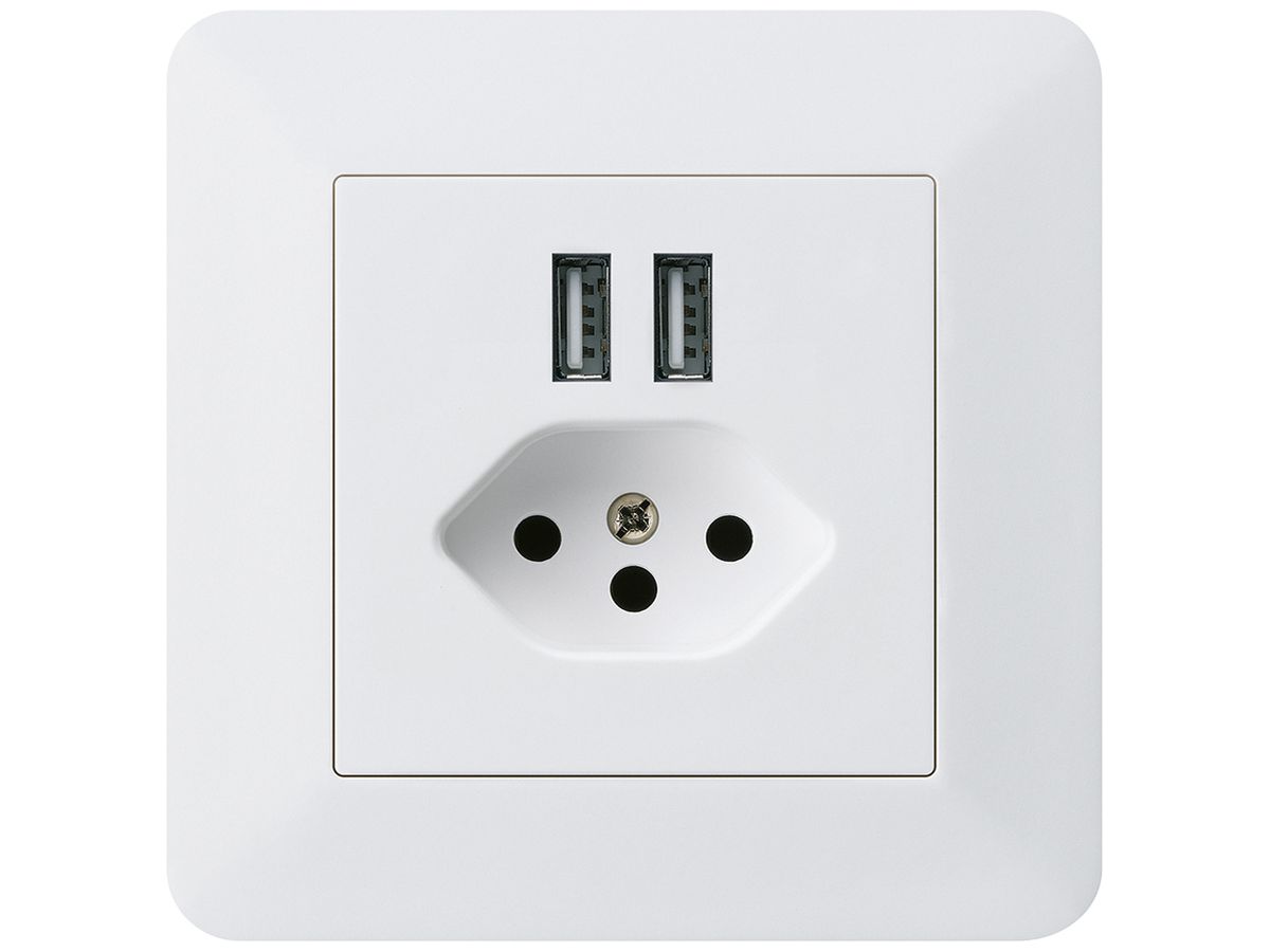 UP-Steckdose 2×USB & T13 kallysto.trend 2400mA weiss