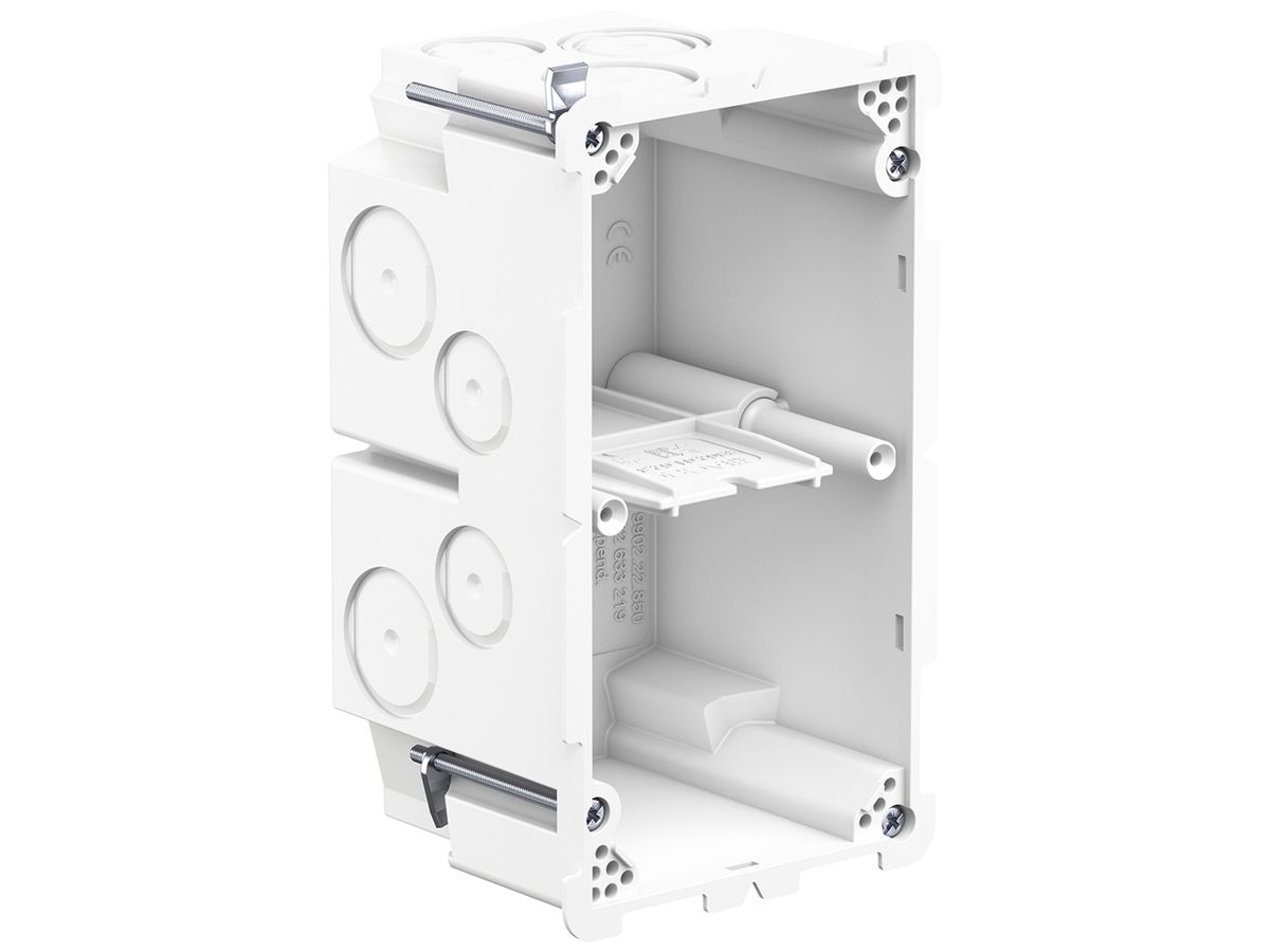 Hohlwanddose AGRO 2×1 850°C mit Laschen, M20/25, weiss