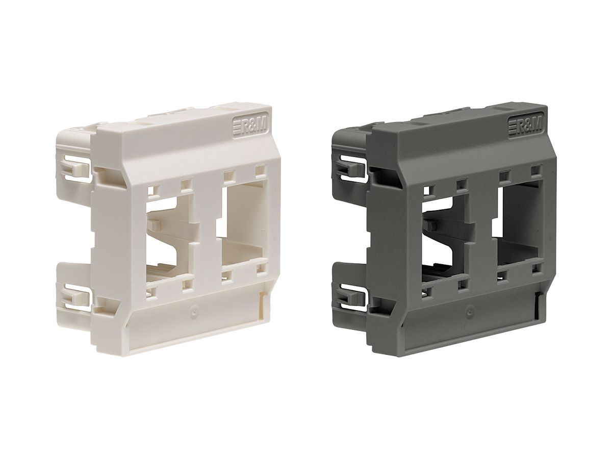 Frontplatte 2×RJ45, schwarz, 45×45mm mit Bezeichnungsschild