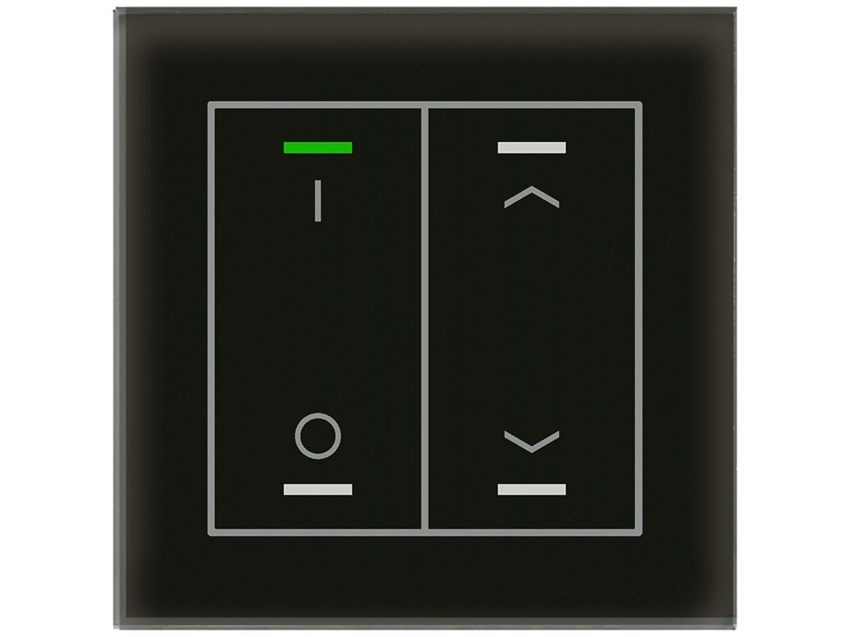UP-Taster KNX RGBW MDT BE-GTL2TS.D1S 2T/4B Temp.Glas weiss "I/O"-"Jalousie"