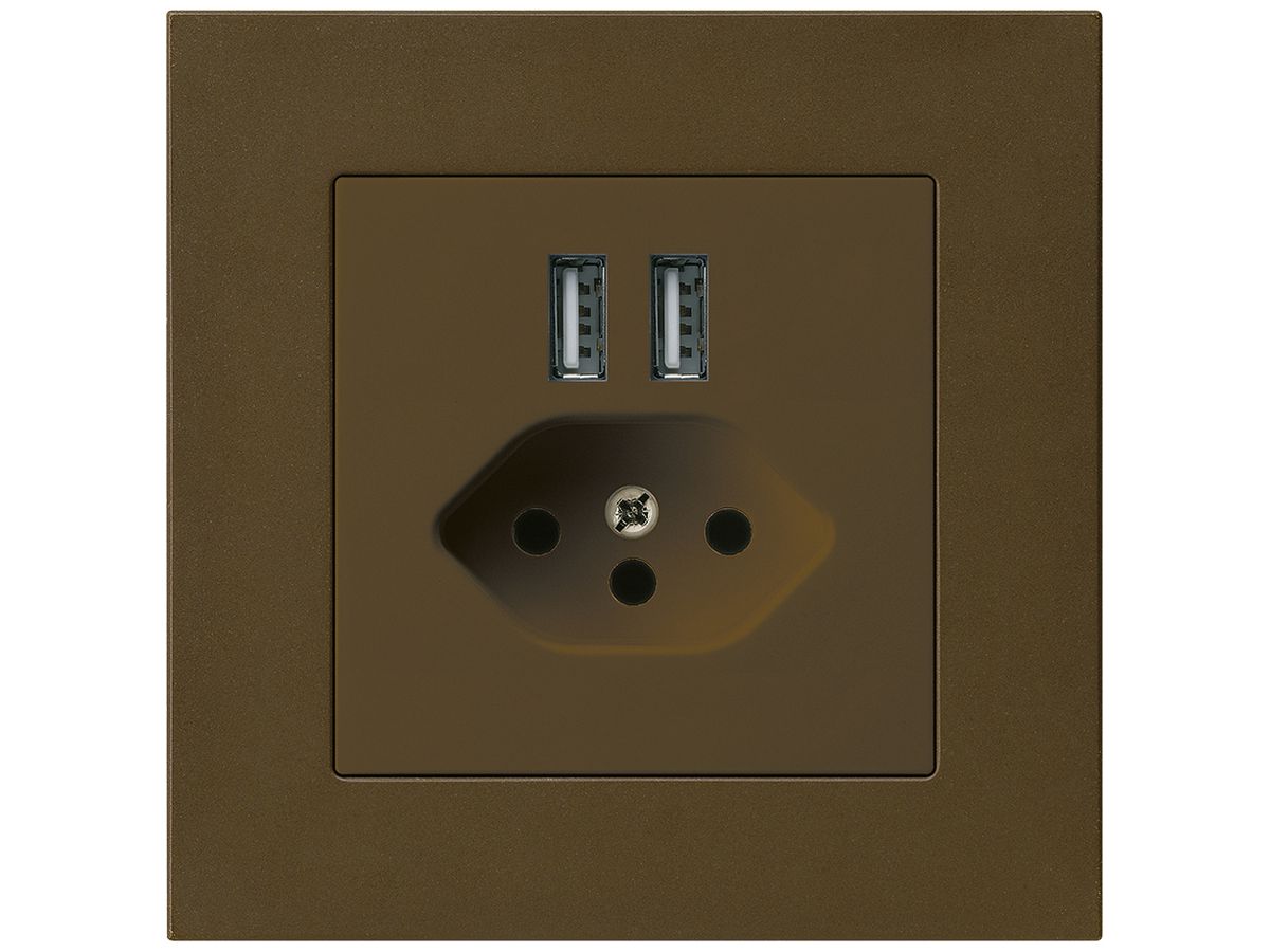 UP-Steckdose 2×USB & T13 kallysto.pro 2400mA braun