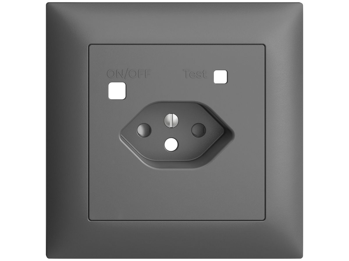 Frontset EDIZIOdue zu FI-Steckdose FMI, T13, shutter, dunkelgrau