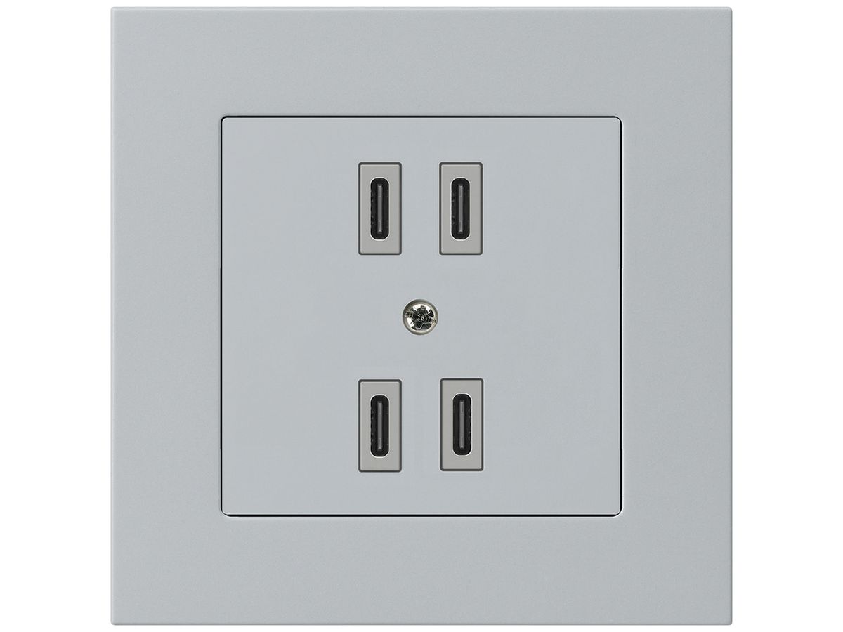 UP-USB-Ladesteckdose Hager kallysto.pro 2×C-C 2×20W oder 4×10W 5V 94×94mm grau