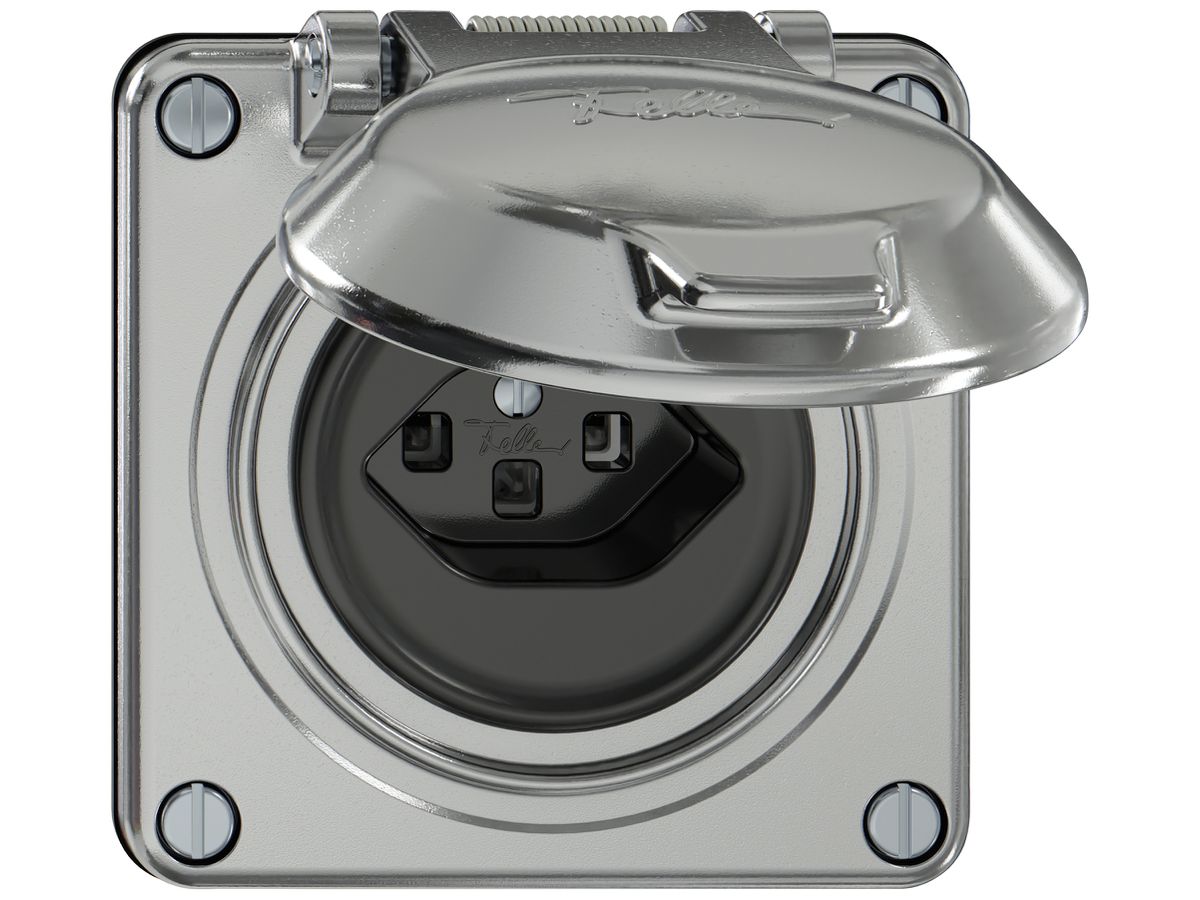 Steckdose ELEMENT SNAPFIX® 1×Typ 23 16A 250V mit Klappdeckel IP20 alu
