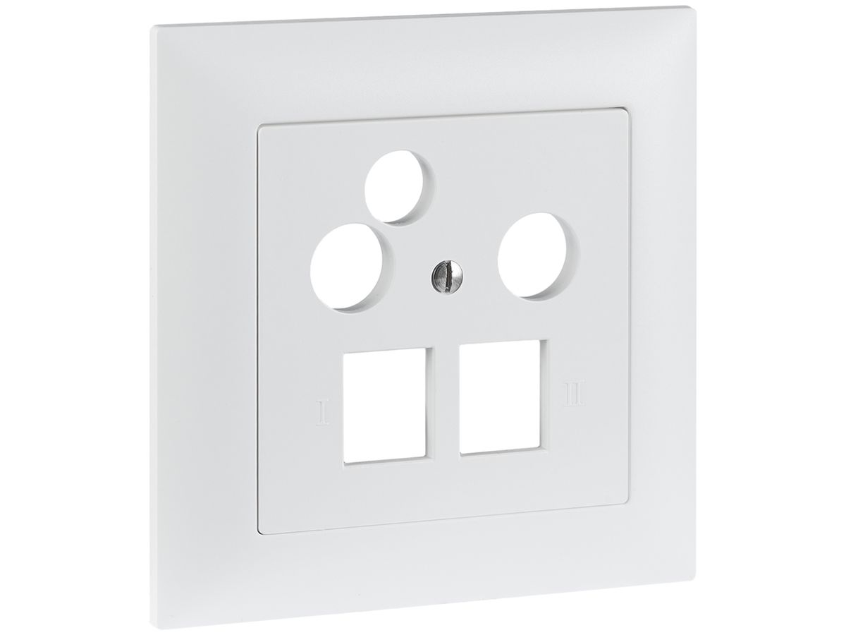 UP-Frontset R&M MiniDat 2×RJ45 3×Koax 88×88mm weiss