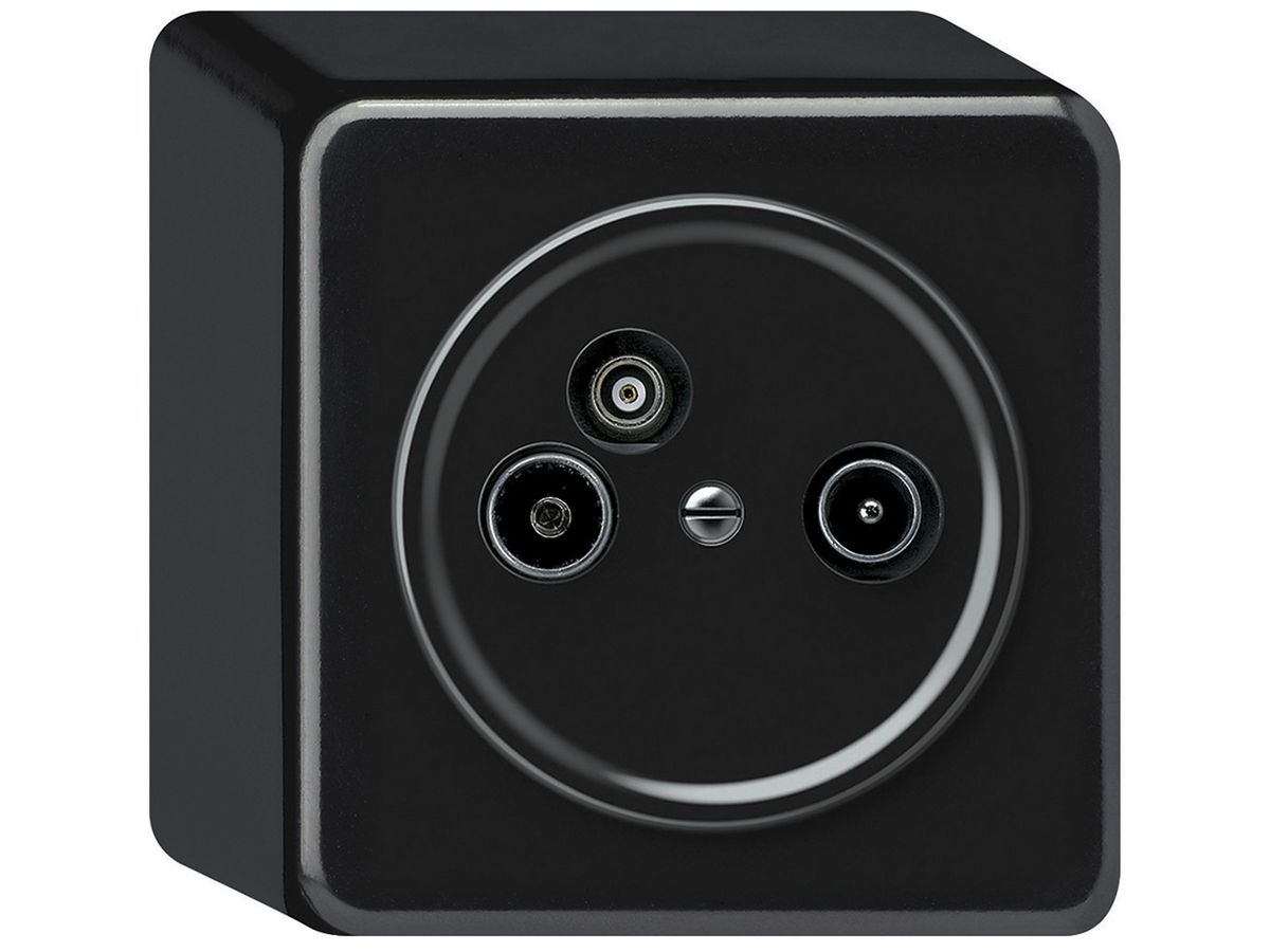 AP-Antennendose TV-R-Daten origin Durchgangsdose 19dB 4dB schwarz