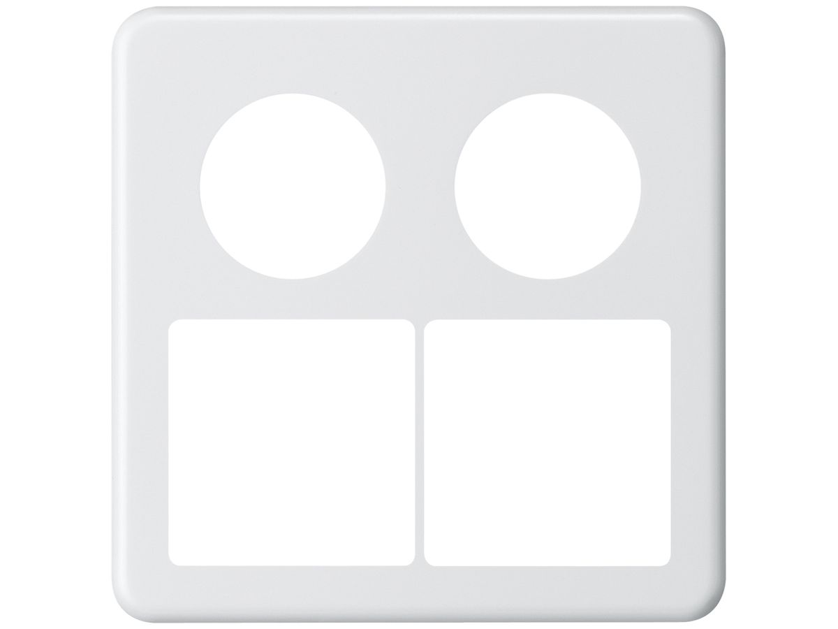 UP-Abdeckplatte basico 2×2 2×Ø43mm+2×Ausschnitt 58×58mm weiss