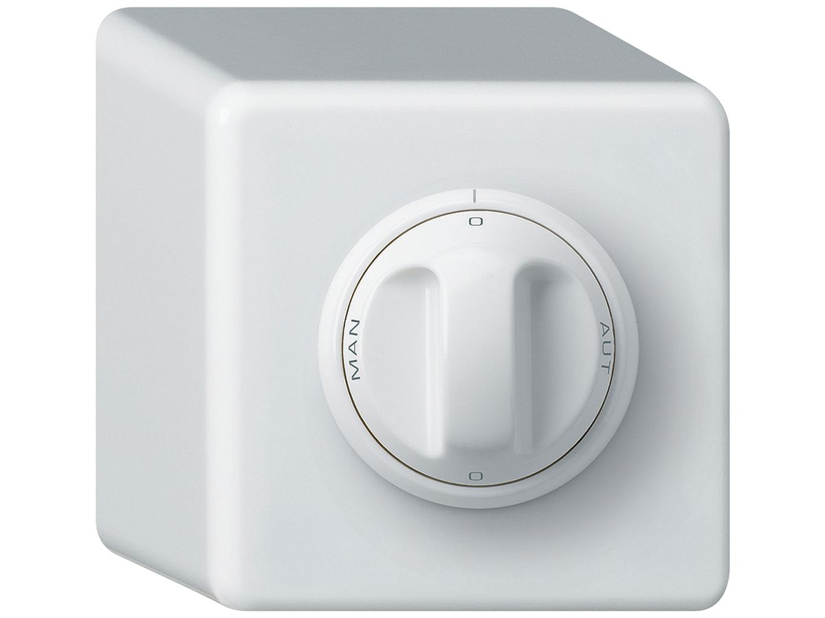 AP-Drehschalter basico 2/1L weiss 0-A-0-M mit Drehgriff