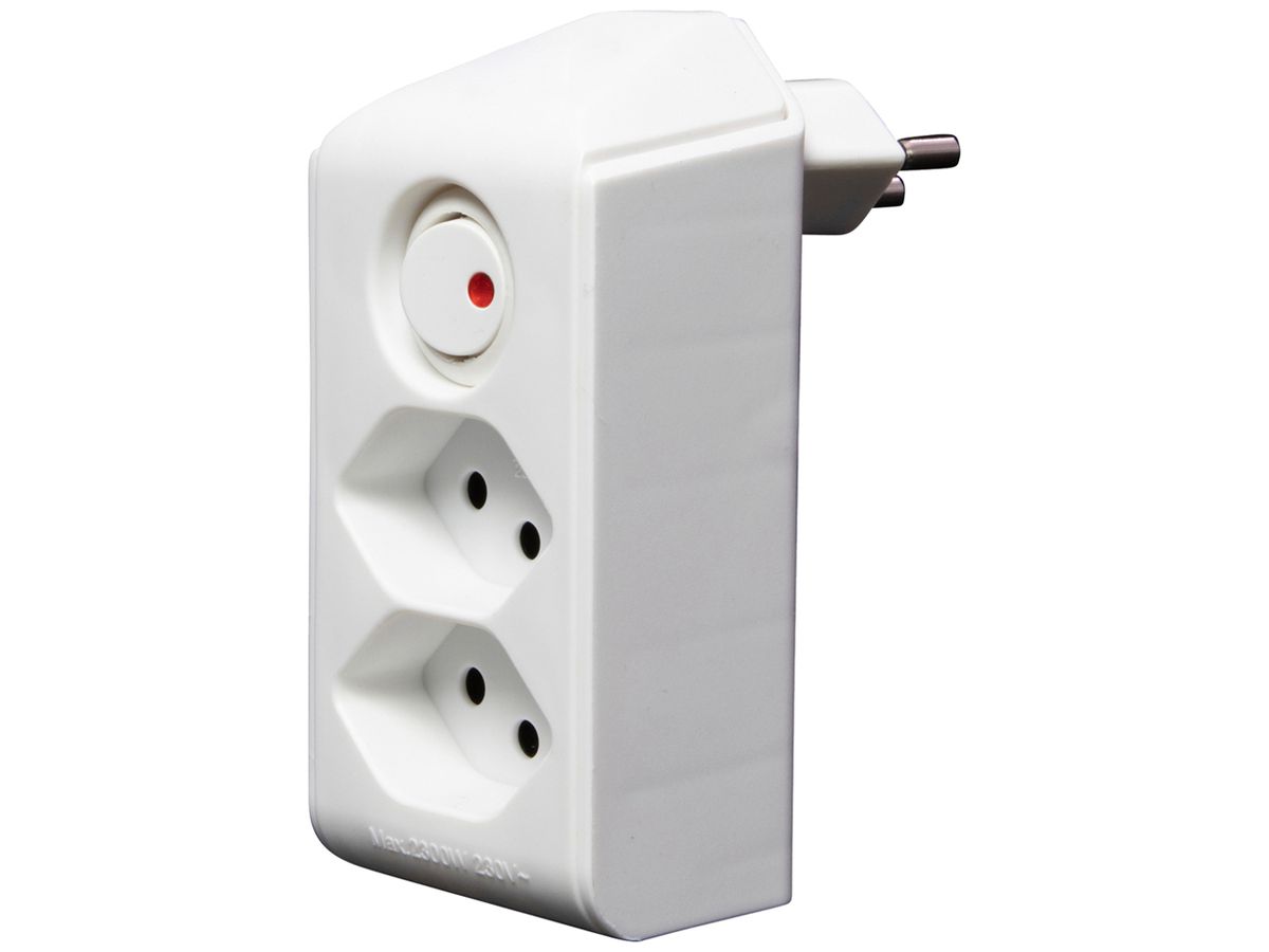 Abzweigstecker cleverLINE 2×T13 Schalter 300° ohne Aufhänger weiss