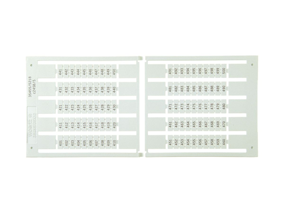 Bezeichnungsschildchen 5×12mm 10×51…60, 5 Kart. zu 100