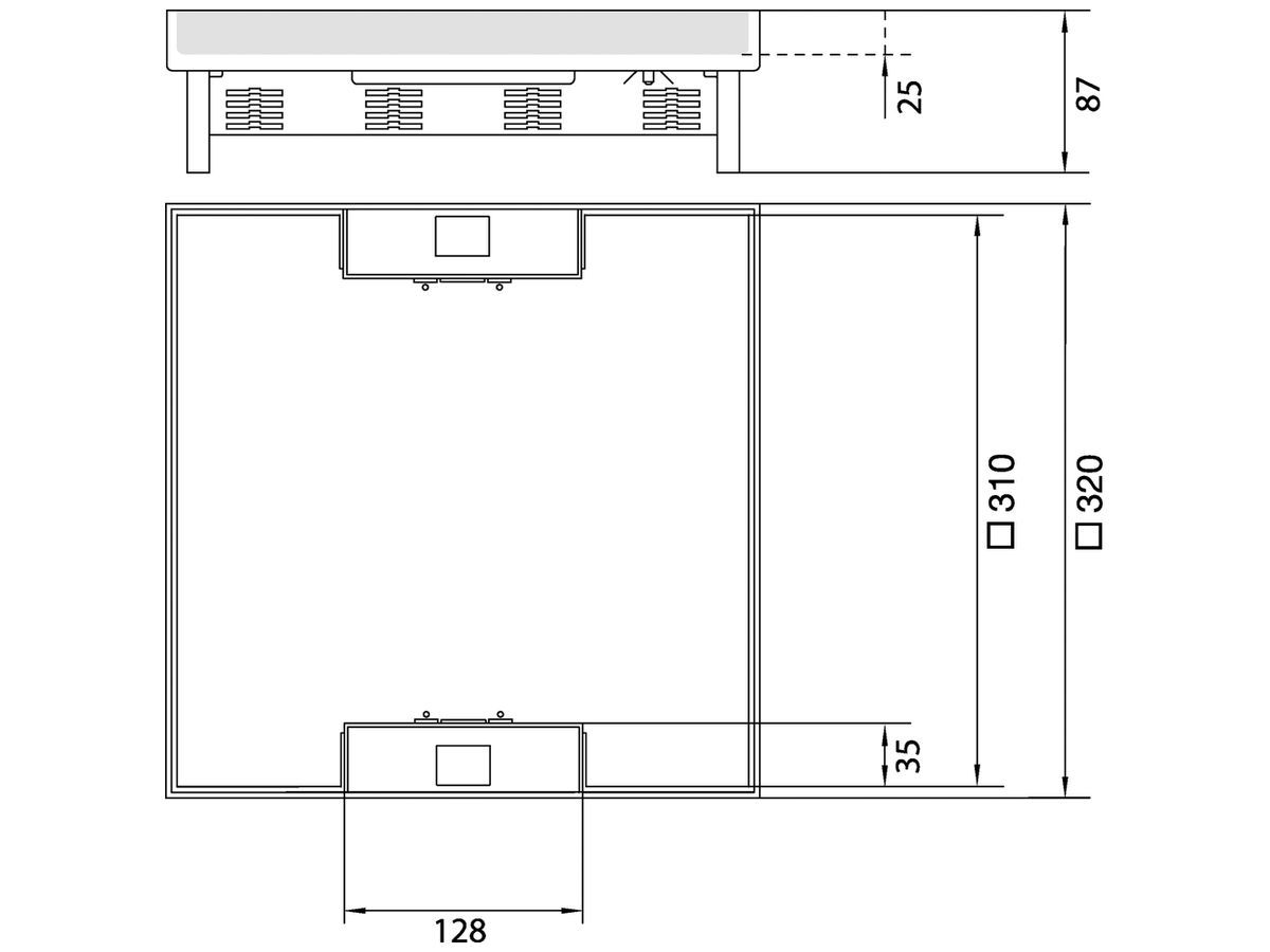 Edelstahlkassette Hager Q16 LE 14 32×320×320mm rostfreier Stahl