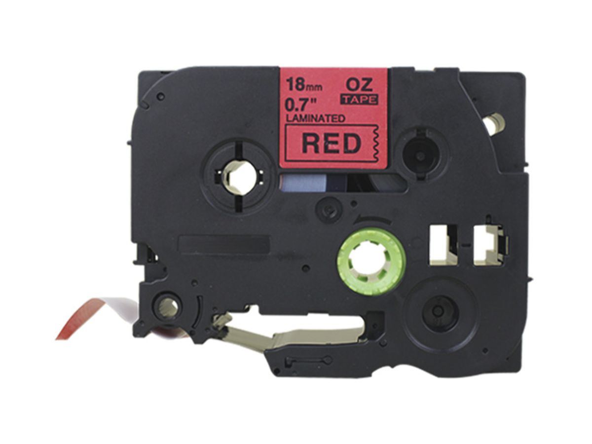 Schriftbandkassette kompatibel zu OZE-441, 18mm×8m, rot/schwarz