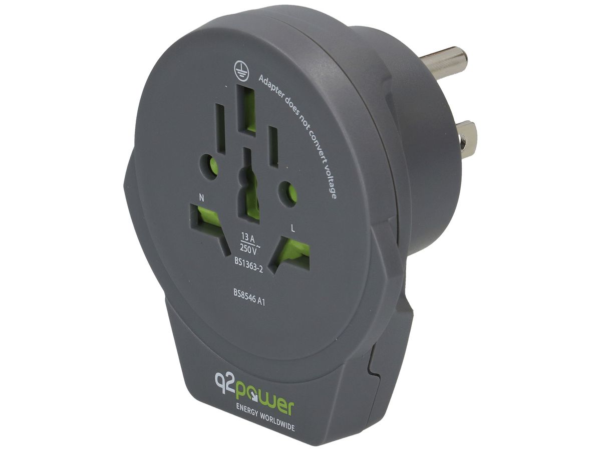 Übergangsstecker MH q2power WORLD to USA 1×USB