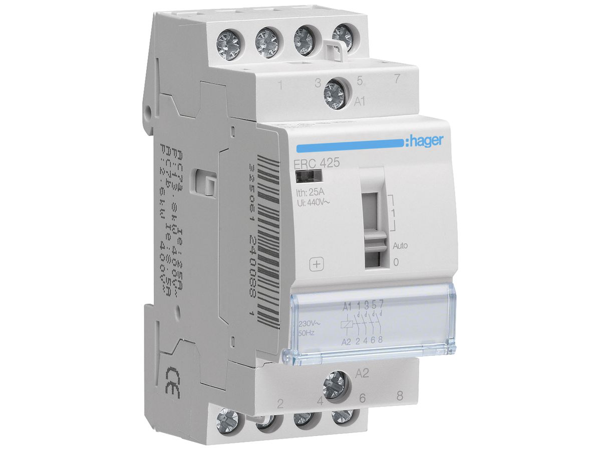 REG-Schütz Hager ERC 230VAC 4 Schliesser 0 Öffner 25A 2TE