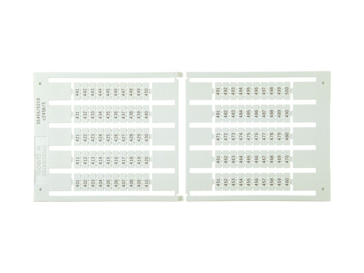 Bezeichnungsschildchen 8×12mm 10×31…40, 5 Kart. zu 100