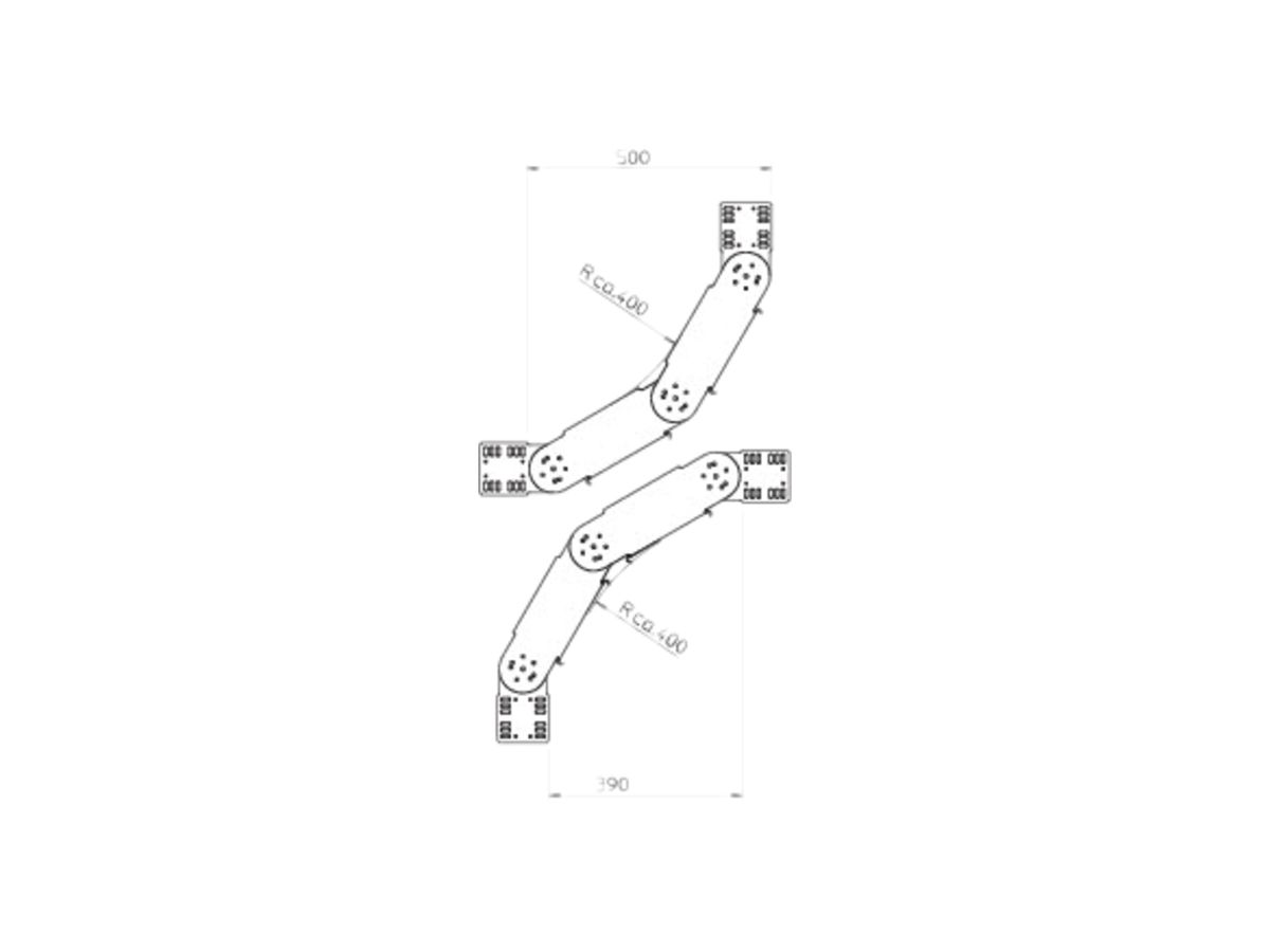 Vertikalbogen Bettermann RGBV 90° 110×200mm verzinkt zu MKS-Kanal