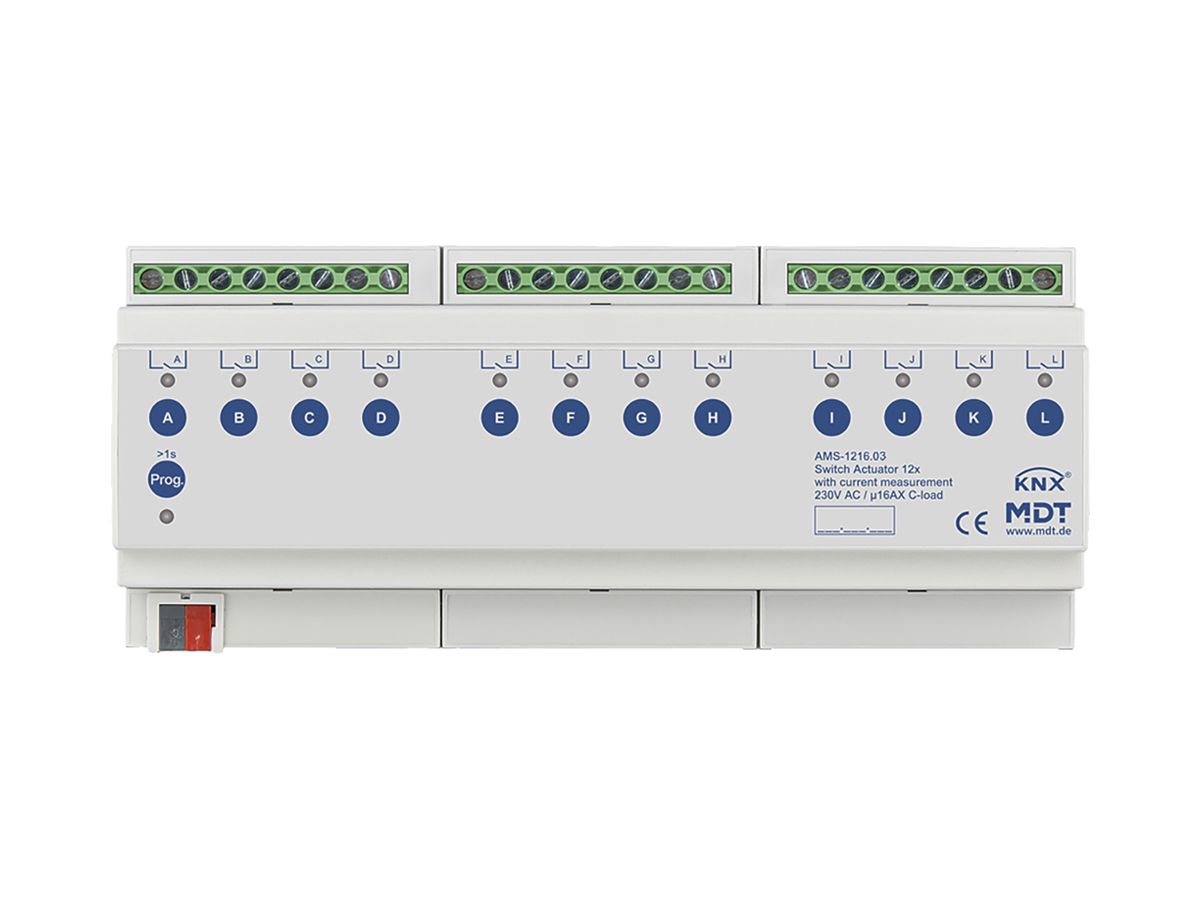 REG-Schaltaktor KNX MDT AMS-1216.03 12-Kan 16A 230VAC 12TE
