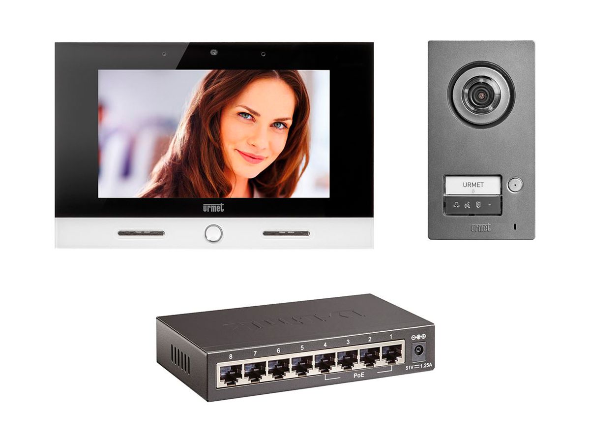 Türsprech-Set Video Plica Urmet 1×Ruftaste Netzwerktechnik weiss