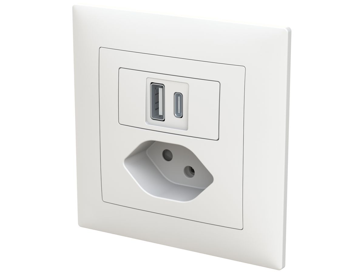 UP-USB-Ladesteckdose ABB Sidus 1×USB-A 1×USB-C + T13 3000mA OUT:5V ws