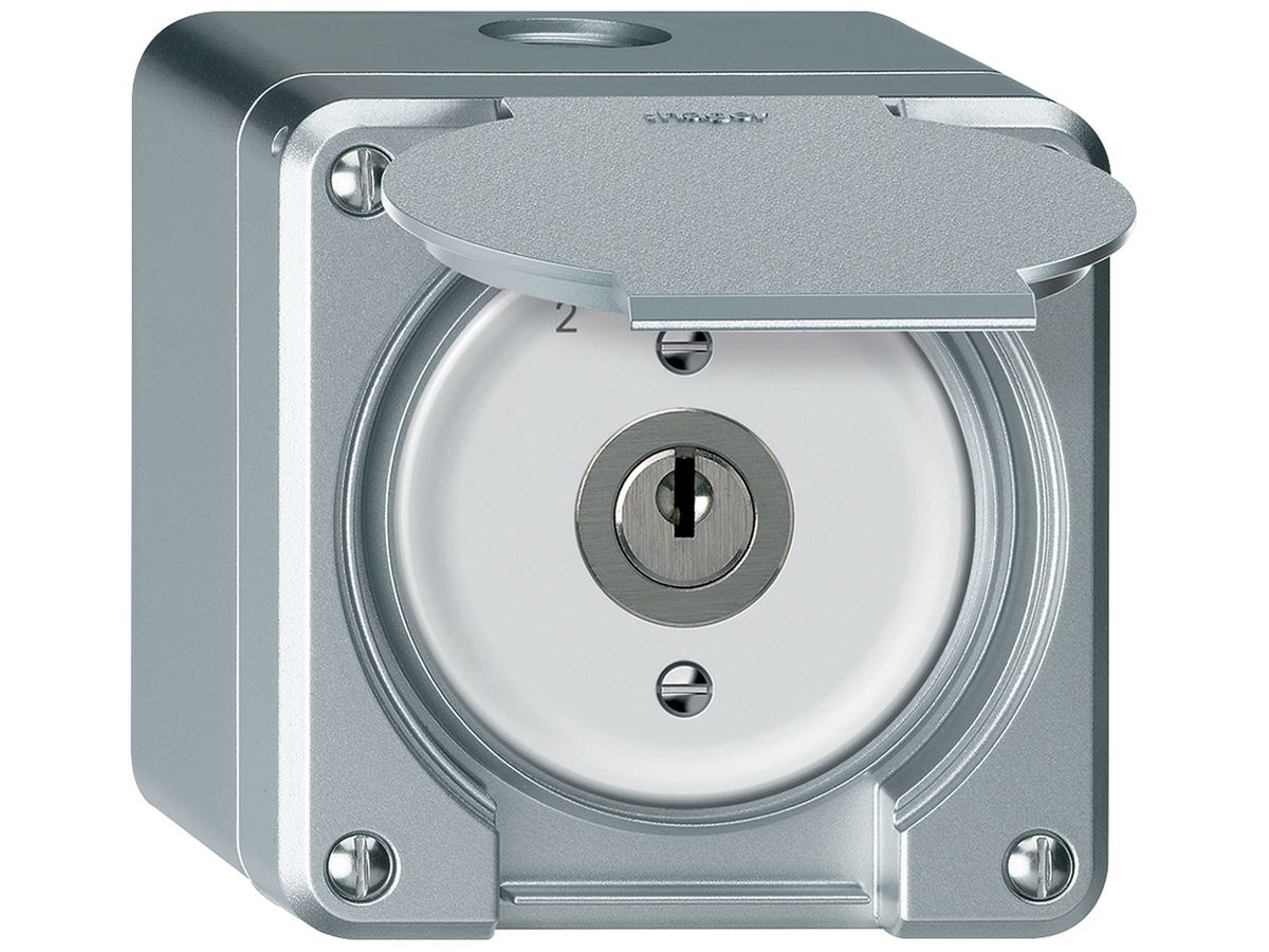 AP-Schlüsselschwenktaster robusto 1P 2NO 2CO 20A 250V 86×86mm Aluminium