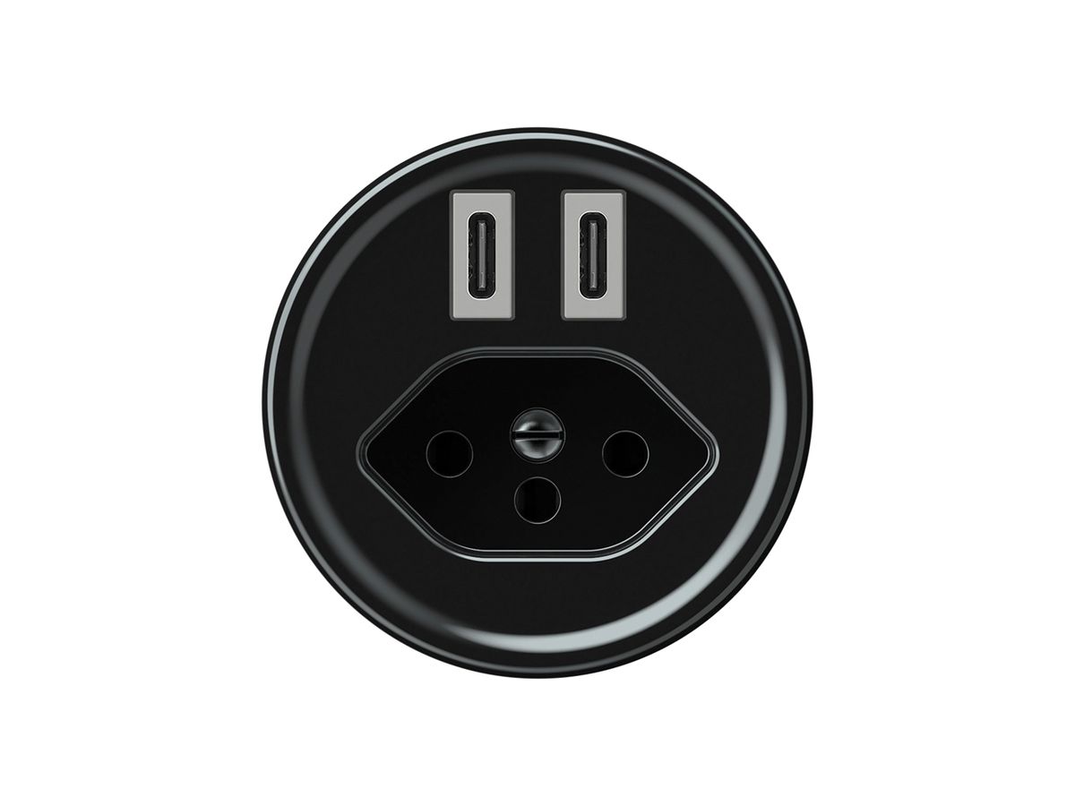 USB-Ladesteckdose origin 2×USB-C 3000mA 5V mit Typ 13 schwarz