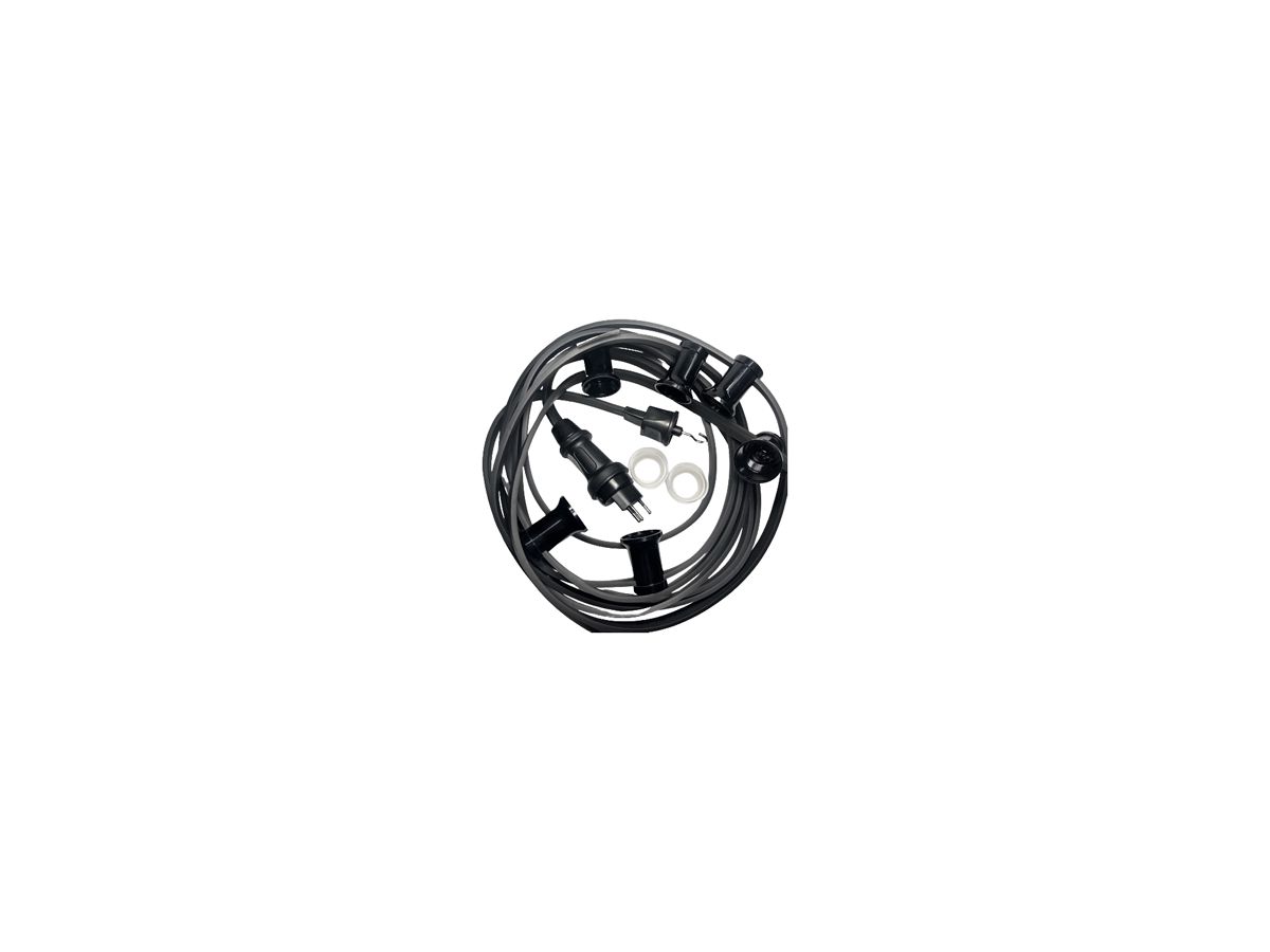 Illuminationsgirlande ELBRO 25m 2×1.5mm² 25×E27 230V mit T13 IP55, schwarz