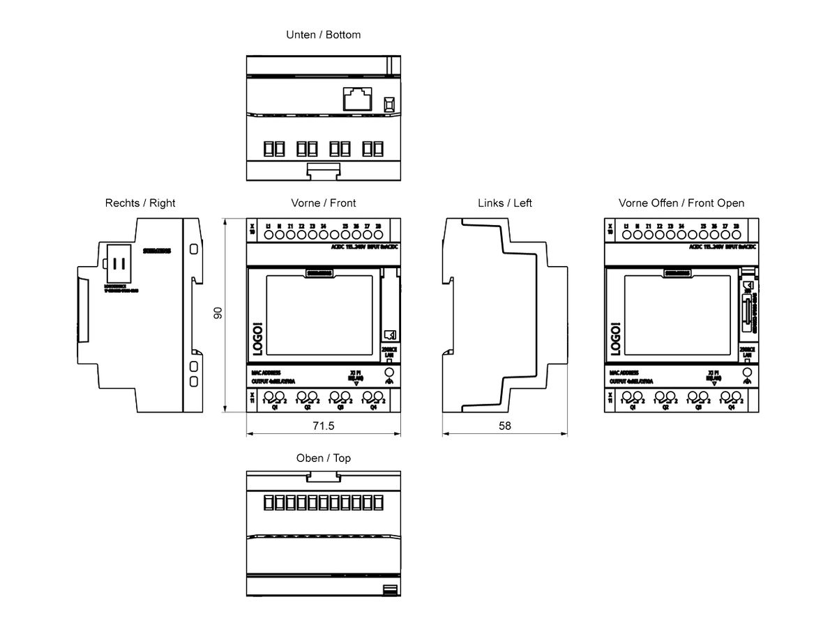 REG-Logikmodul SPS Siemens LOGO! 9 230RCE Display 8DI/4DO