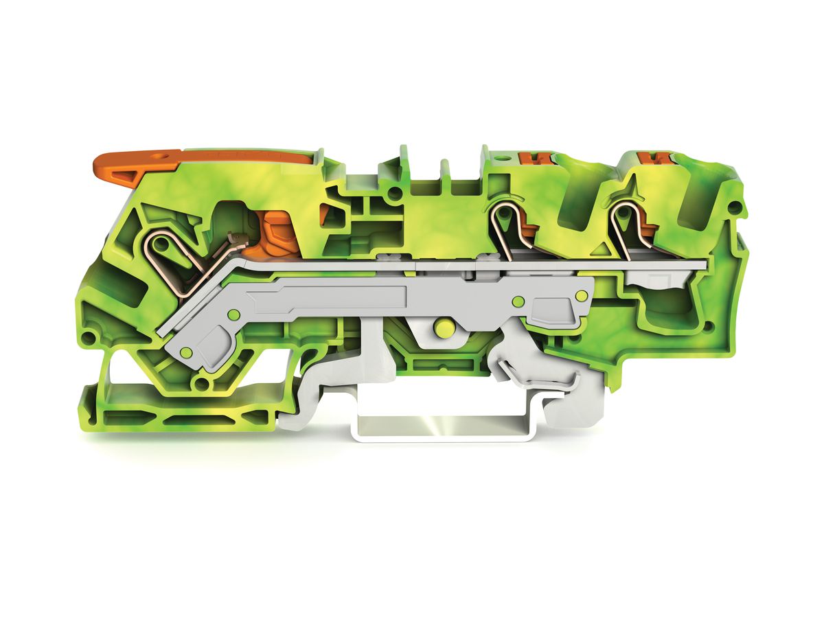 Schutzleiterklemme WAGO TOPJOB-S 6mm² 3L grün/gelb Serie 2106