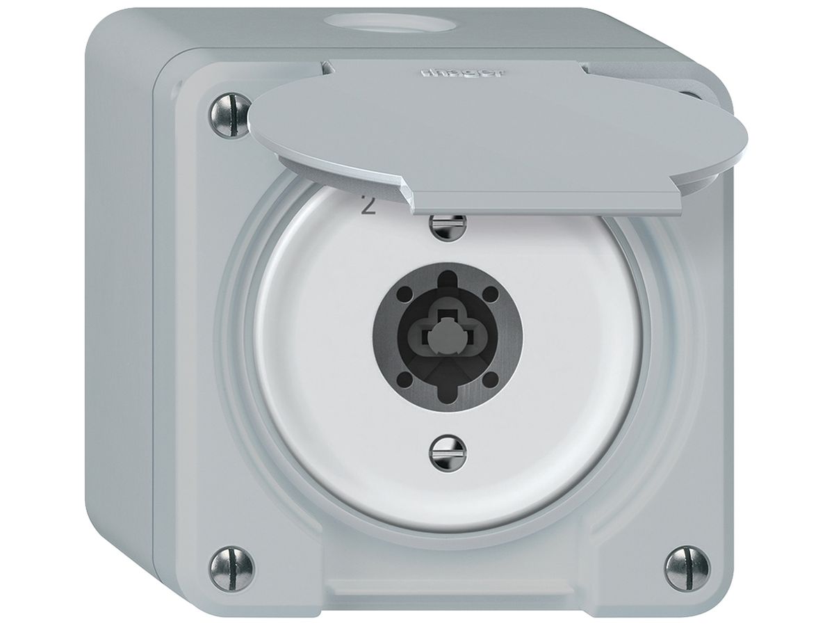 AP-Schlüsselschwenktaster robusto 1P 2NO 2CO 20A 250V 86×86mm grau