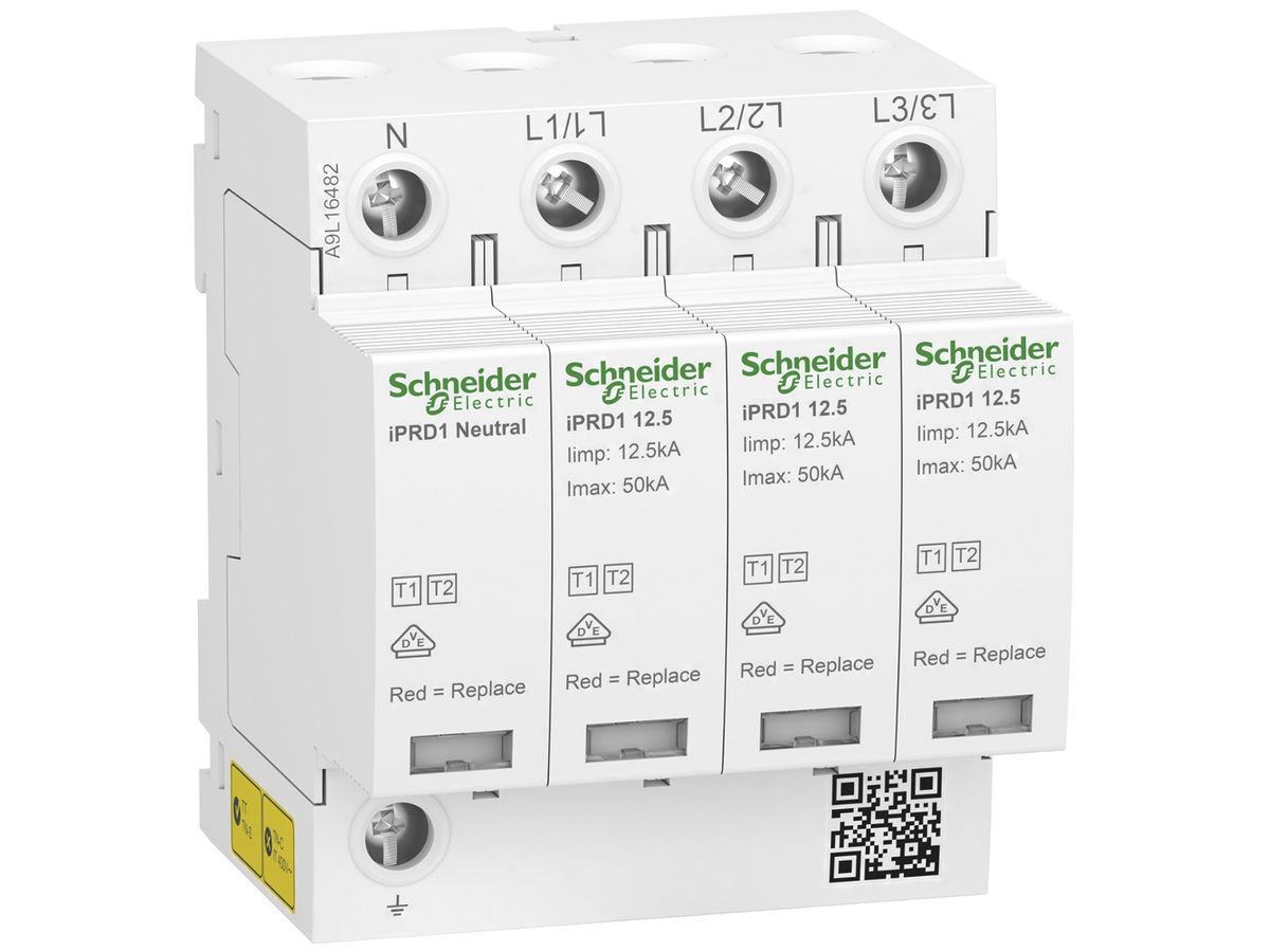 Kombiableiter Schneider Electric Acti9 iPRD1 12.5R 3P+N Typ 1+2