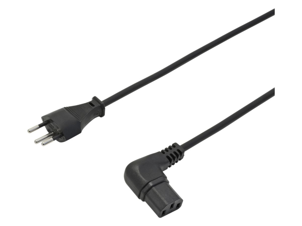 Apparatekabel Td 3×0.75mm² 2m schwarz Stecker T12+CEE 113 abgew.