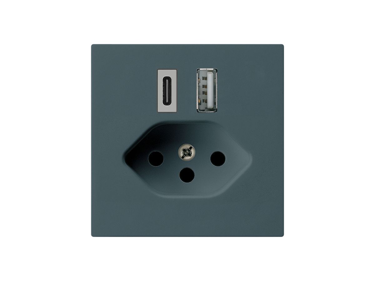 USB-Ladesteckdose kallysto 18W PD 1×Typ A 1×Typ C T13 anthrazit