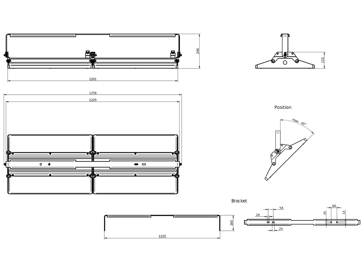 LED-Hallenstrahler GentleSpace BR 397W 70000lm 840 IP65 42°×44° DALI 417×654
