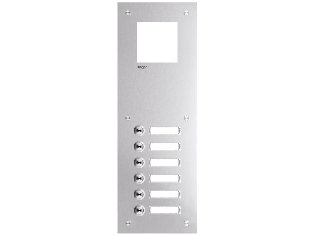 Frontplatte Hager intercom mono 6× 150×435×32mm edelstahl