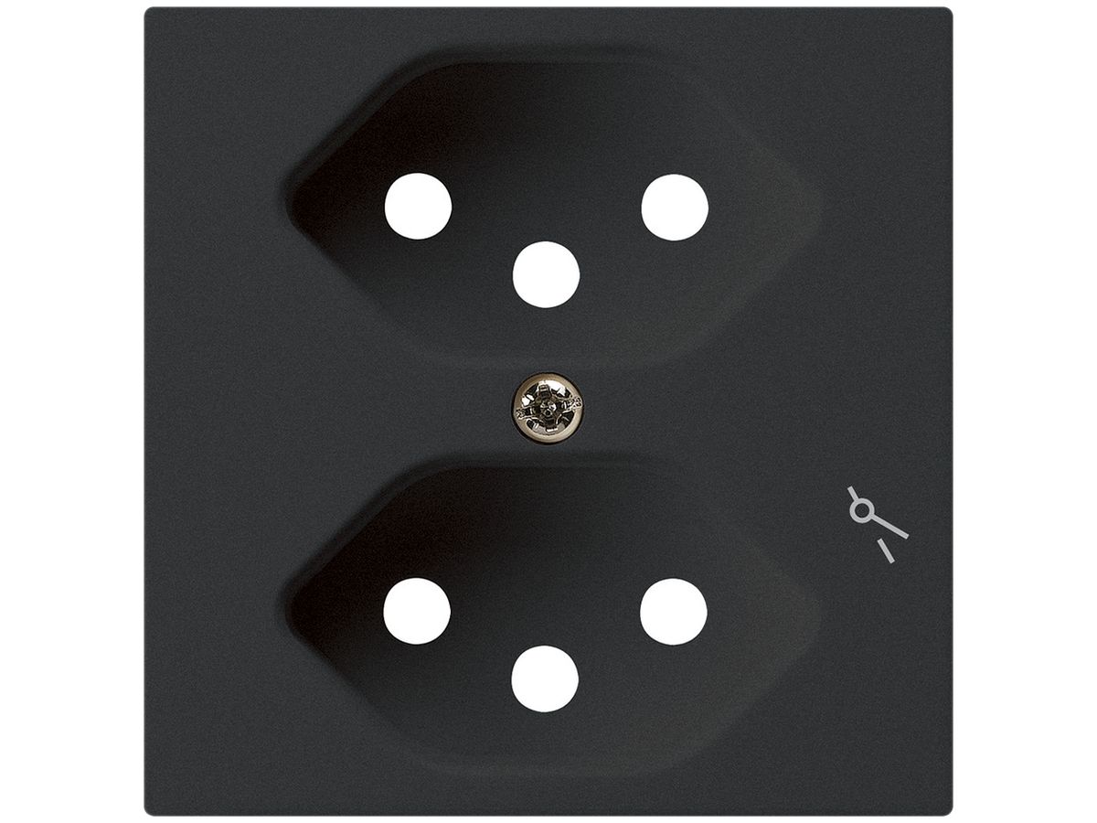 Frontplatte kallysto 2×T13/1 60×60 schwarz für Steckdose 2×T13/1