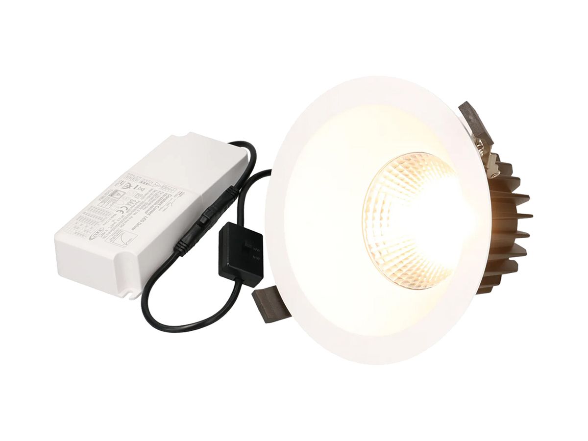 EB-LED-Spot maxLUCE ATMO 150 18W 1860lm 3000…4000K IP44 0-10V DALI Ø170mm weiss