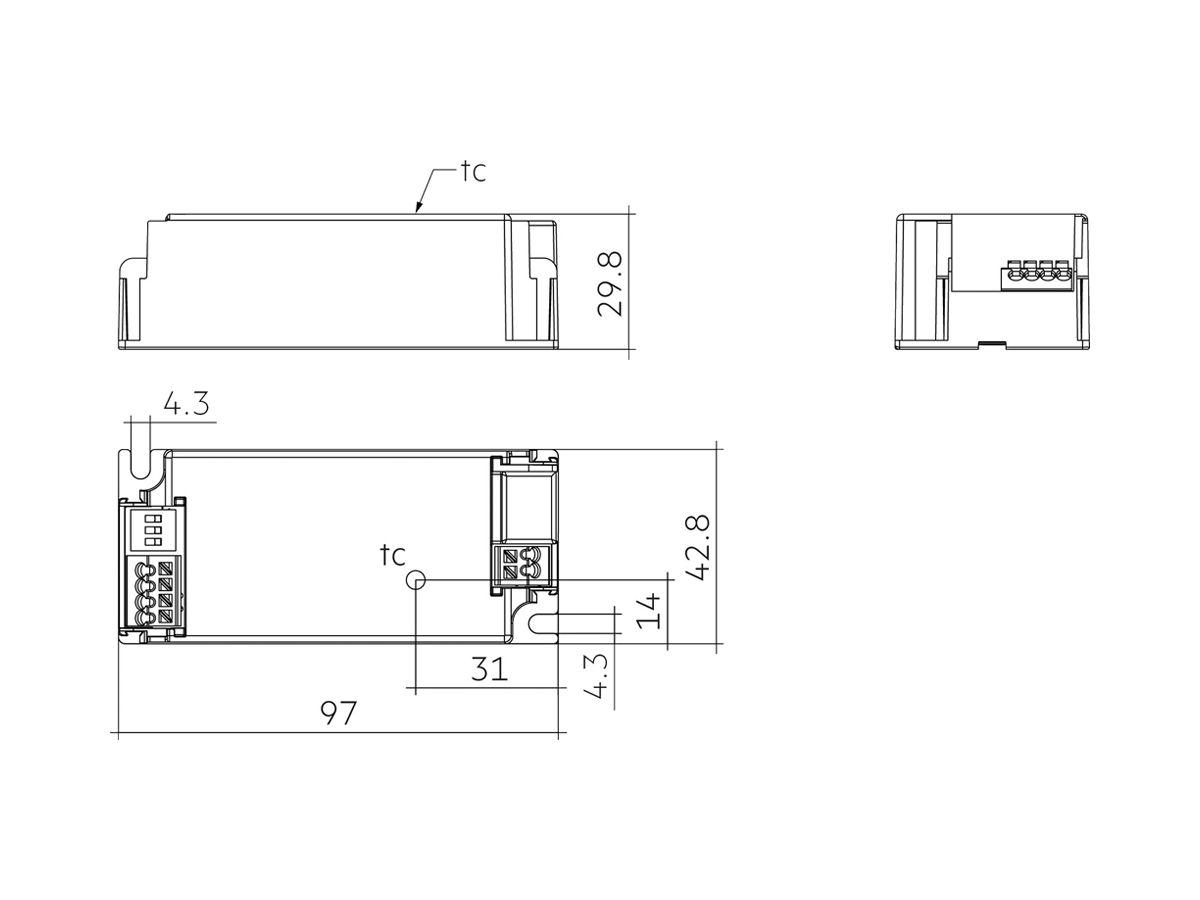 LED-Betriebsgerät Tridonic LC 5…30W 59V 350…700mA DALI 127×34×30mm